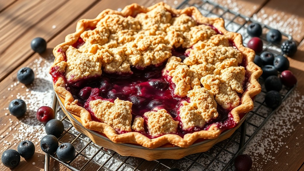 boysenberry pie with crumble