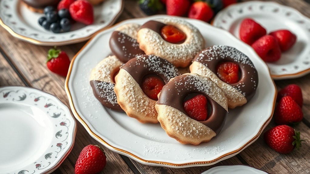 chocolate dipped linzer cookies variation