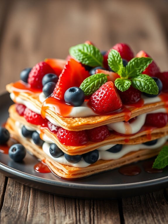 delicious fruit mille feuille dessert