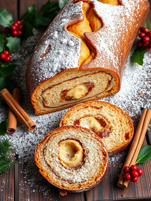 festive marzipan stuffed bread