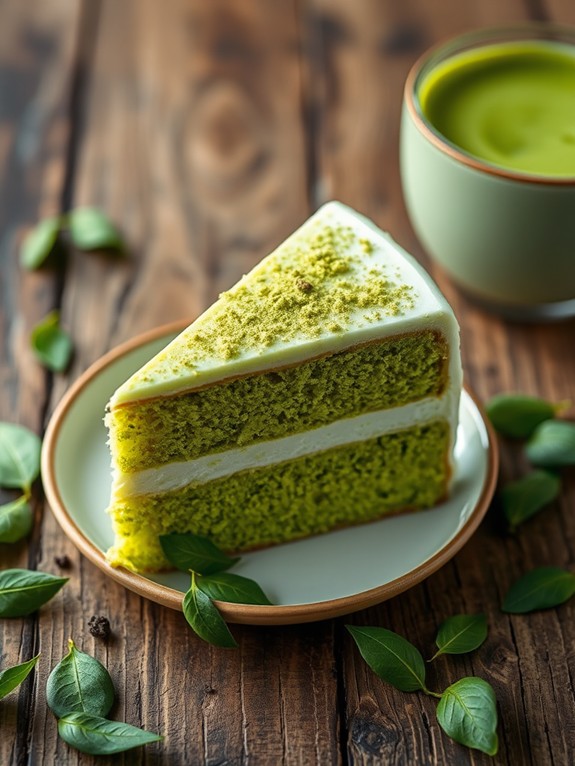 fluffy matcha chiffon dessert