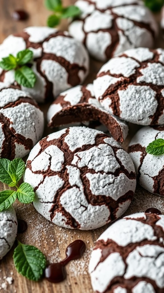 minty chocolate crinkle cookies