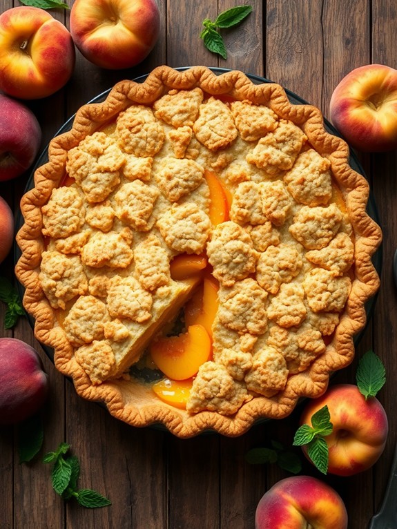 peach pie with crumbs