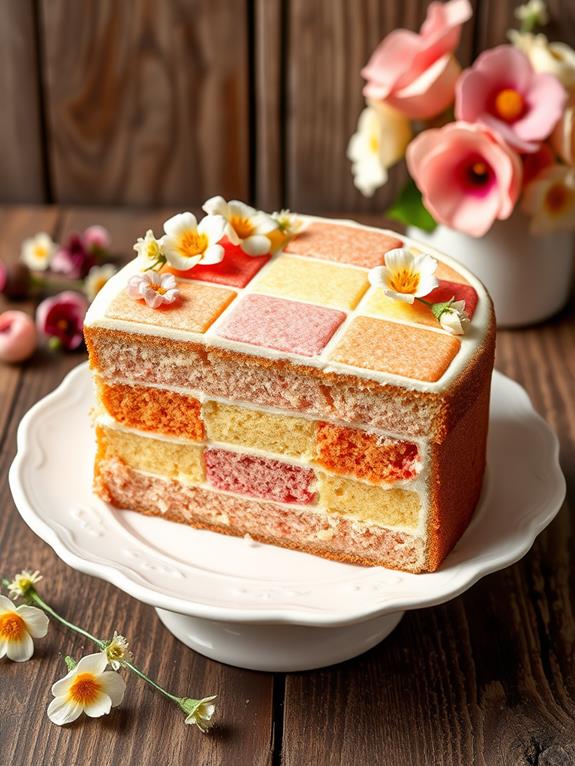 classic almond battenberg cake